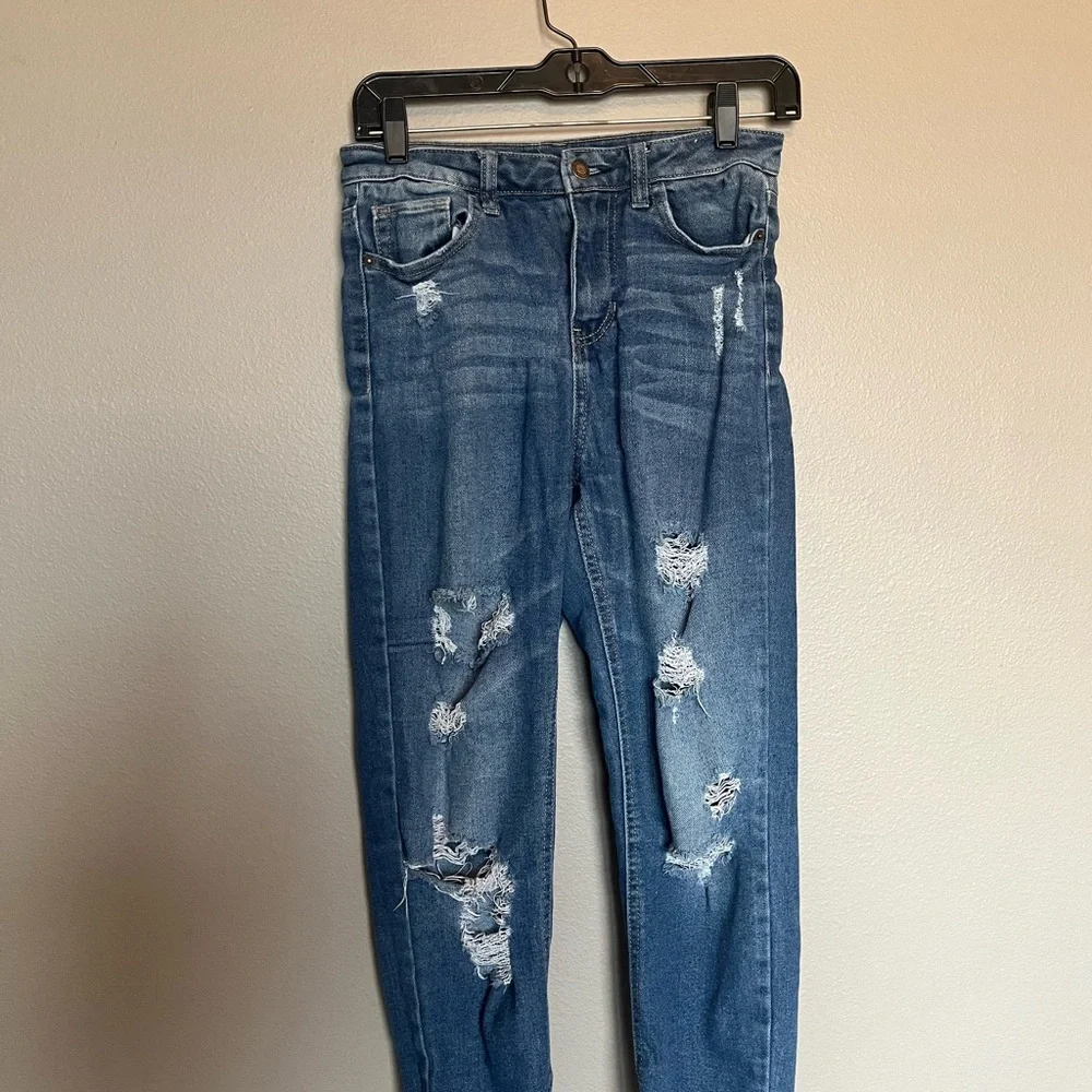 Vanilla Star Blue Distressed‎ Straight Leg Jeans